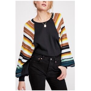 We The Free Black Multi Rainbow Dreams Swift Waffle Weave Knit Pullover …